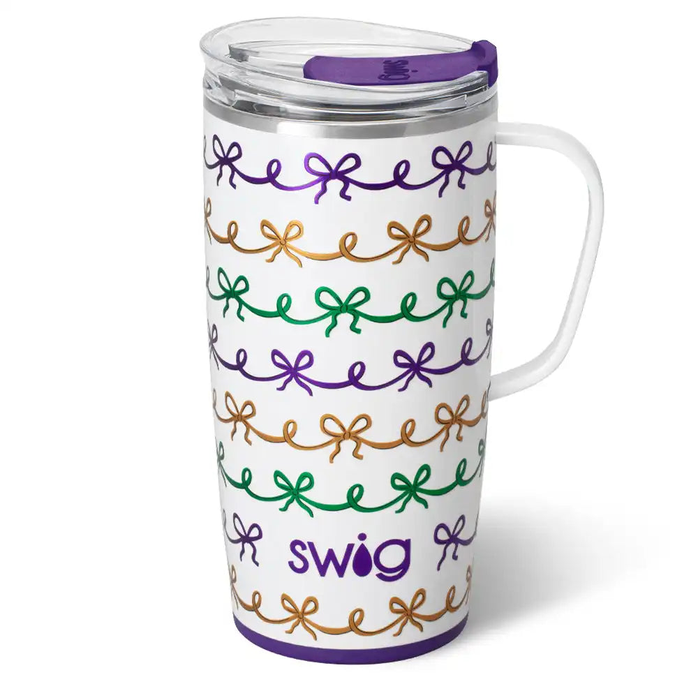 Mardi Gras Bows Travel Mug 22oz